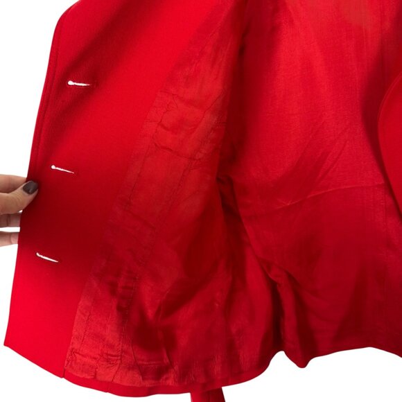 Kasper ASL Red Blazer Jacket Black Buttons Classic Professional Career Size 6 - Picture 4 of 10